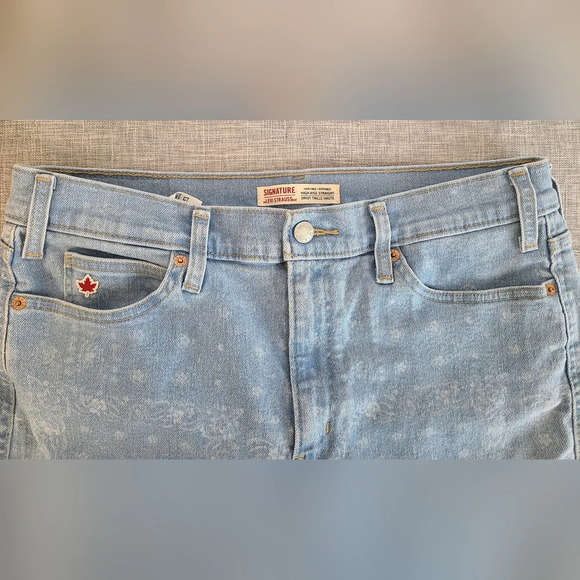 Vintage Signature Levi Straus Pattern Jeans Women Blue Denim 37X34 - Picture 4 of 10